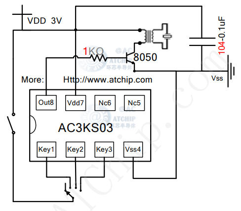 警報(bào)聲音效四聲報(bào)警器芯片接線圖