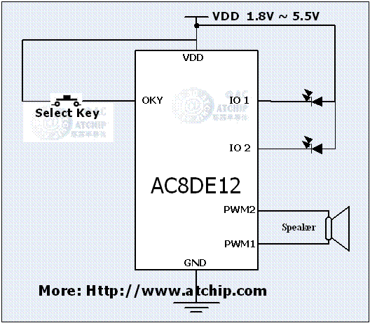 音樂芯片IC兒歌12首芯片接線原理圖