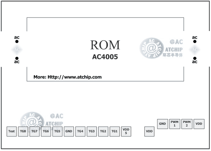 Diceic.com裸片綁定圖 帶單片機(jī)MCU晶元電路的AC4005OTP語音芯片