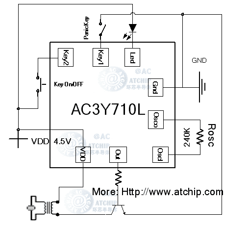 警報(bào)汽笛聲音效報(bào)警器芯片接線圖